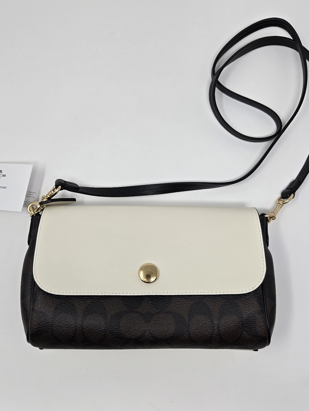 Coach Reversible Crossbody Clutch Bag F59534 Brown Signature Chalk Black